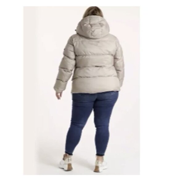 Two by Vince Camuto New Hooded Puffer Jacket Beige Winter Coat - Picture 9 of 14